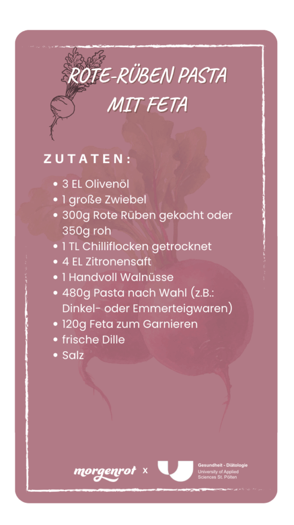 Rote Rüben-Pasta mit Feta